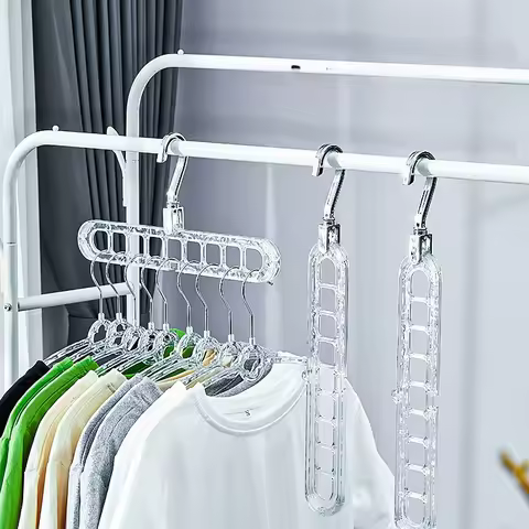 9 Hole Rotatable Clothes Hanger Horizontal Vertical Drying Rack Space Saving Laundry Organizer House