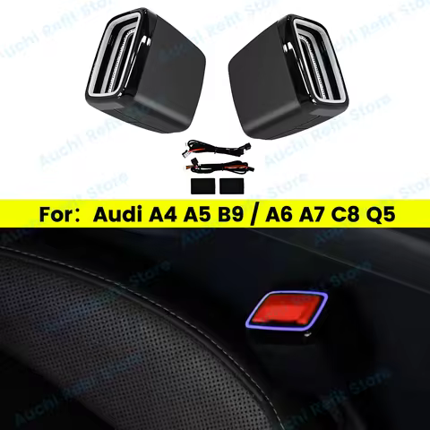 30 Colours Safety Buckle Seat Belt LED Ambient Light For Audi A4 A5 RS4 RS5 B9 A6 A7 C8 Q5 Q7 Q8 202