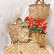 (Rattanvintage) 🔥 Bakul Purun | Woven Bag | Wicker Anyaman Basket | Anyaman Bag | Flower Coverpot | 