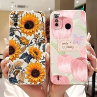 Tecno Spark Go 2020 / Spark 6 Go KE5j KE5k KE5S Beautiful Tulip Sunflower Butterfly Painted Soft Sil