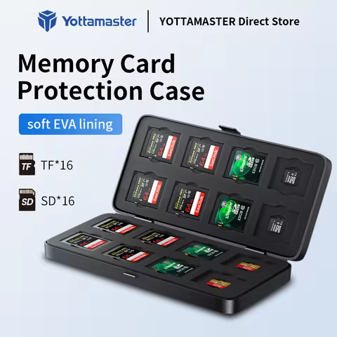 Yottamaster Holder 16SD+16TF Protector Storage Box Multi-grid Dustproof & Shockproof Memory Card Cas