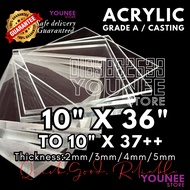 10 x 36 inches to 37++ inches acrylic sheet with 2mm, 3mm 4mm and 5mm / transparent akrilik