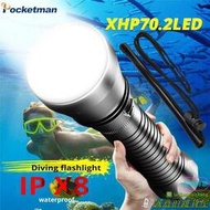 ✨7折60000LM XHP70.2強大的LED潛水手電筒便攜最亮 XHP70水下手電筒IPX8防水XHP50 .2潛水
