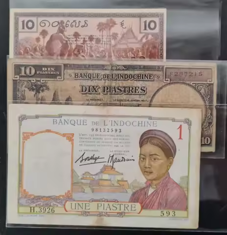 1936-1953 French Indo 10 cent - 20 Piastre Original Notes G-AU-PMG