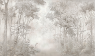 （UOOAF Customized French Wallpaper TV Background Wall Wallpaper Hand drawn Black and White Forest Li
