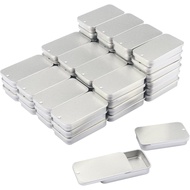 Biugaaufai 60 Pack Silver Mini Rectangular Metal Tins Boxes with Sliding lids, Small Empty Slide Top