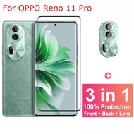 3 in 1 OPPO Reno 11 Pro 5G Screen Protector Tempered Glass For OPPO Reno 10 Pro Plus 5G 7 8T 8 Z Pro Plus 4G 5G Full Coverage Glass Film + Camera Lens Glass Protector