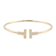 【二手】Tiffany & Co.) T字形鑽石手鐲 60010754 腕圍 15.5厘米 K18（黃金）鑽石T字形手鐲