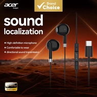 Acer OHR356 Earphones Type-C Wired With Mic Headphones 120cm Cable 32 Ohm Headsets Earbuds For Music