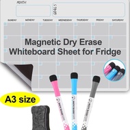 A3 Magnet Fridge Planner -Whiteboard Monthly Planner Magnetic Message Board whiteboard marker pen