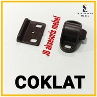PUTIH White PLASTIC CATCHES / TIC TAC SHRIMP CLIP / CLOSET DOOR LOCK - Brown