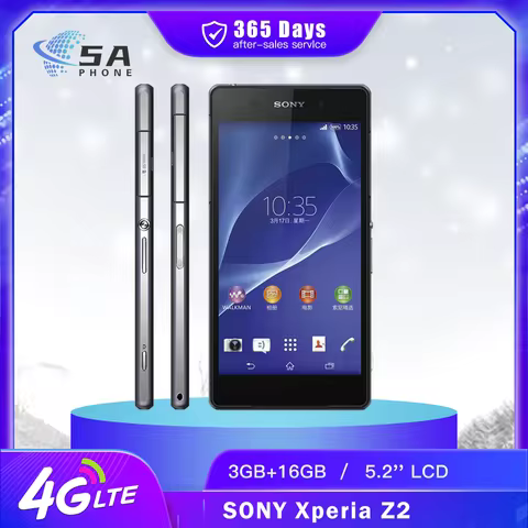 Original Sony Xperia Z2 D6503 4G Mobile Phone 5.2'' 3GB RAM 16GB ROM 20.7MP+2.2MP Snapdragon 801 Qua