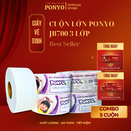 Combo 5 cuộn Giấy vệ sinh cuộn lớn chất lượng cao siêu dày tan nhanh PONYO JB700 3 lớp 700g - Thiên 