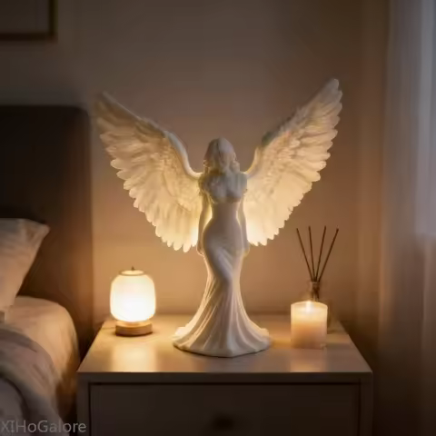 Light Luxury 3D Printed Angel Goddess Healing Ornament Pure White Wings Desktop Decoration Home Craf