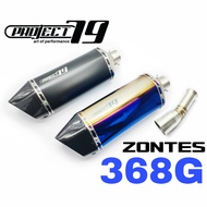 EXHAUST PROJECT79 ZONTES 368G NEW EKZOS TABUNG LONG MUFFLER STAINLESS STEEL 368 G BLACK RAINBOW SCOO