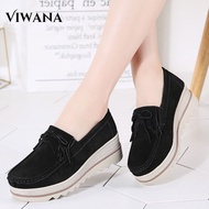VIWANA Wedge รองเท้าผู้หญิงของแท้หนังแพลตฟอร์ม Loafer ผู้หญิง Plus ขนาด42สไตล์เกาหลี Casual Slip บนร