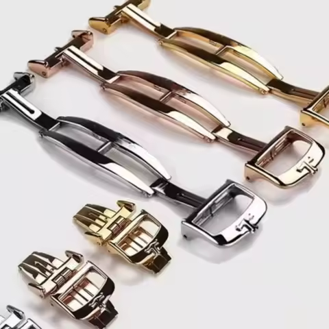 New Stock 316L Stainless Steel Folding Clasp 18mm – Silver Gold Logo Buckle – Fit For Jaeger-LeCoul 