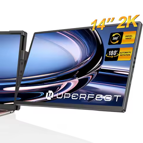 UPERFECT 2K 14 Inch Laptop Monitor Extender Built-in Stand Speaker USB C HDMI Portable Display For P