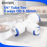 1/4 Equal Tee OD Tube Tee 3 Ways Quick Fitting Connector For Aquarium RO Water Filter