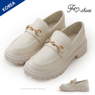 FM SHOES Sawtooth Horsebit Loafers Apricot