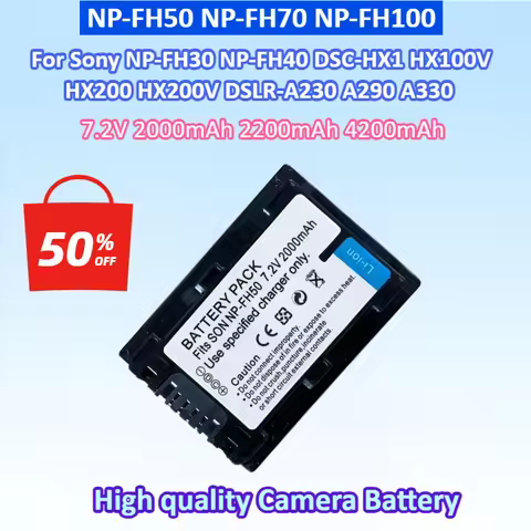 New Camera Battery For Sony NP-FH30 NP-FH40 NP-FH50 NP-FH70 NP-FH100 and DSC-HX1 HX100V HX200 HX200V