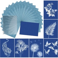 Sun Print Paper Kit Cyanotype Paper, 24 Sheets Cyanotype Papers with 1 Sheet Acrylic Panel, High Sen