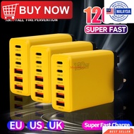 MH 120W 6-Port USB-A USB-C Charger - Cellphone Wall Adapter With Cable - USB-C To Type-C, Super Fast