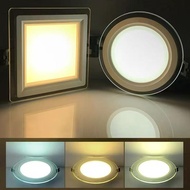 LED GLASS DOWNLIGHT 3 COLOUR/DAYLIGHT 12W ROUND/SQUARE DOWNLIGHT