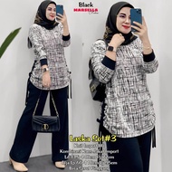 LASKA SET #3 SETELAN WANITA CASUAL ONE SET SETCEL BLOUSE CELANA KAOS KNIT HQ LD 130 CM FIT XXL