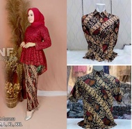 Couple Kebaya Aurora Brukat/Couple Kemeja Lengan Pendek/Panjang/Couple Kebaya Family