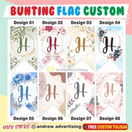 BUNTING FLAG CUSTOM BRIDAL SHOWER / DEKORASI / LAMARAN / BIRTHDAY / WE