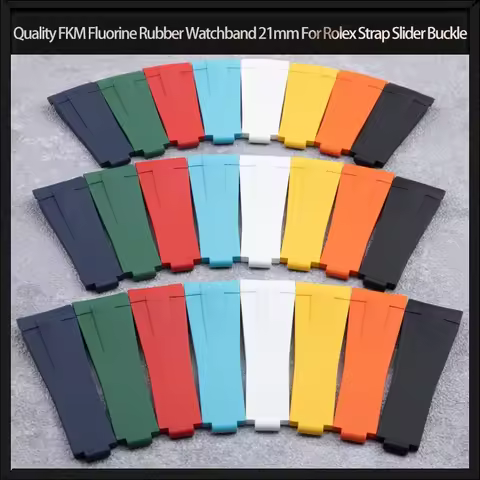 Quality FKM Fluorine Rubber Watchband 21mm For Rolex Strap For OYSTERPERTUAL Datejust 41mm Dial Wris