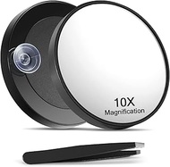 Macaki 10X Magnifying Mirror with 2 Suction Cups, 3.5 inches Magnified Makeup Mirror and Slant Tweez