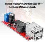 Dual USB Output 9V/12V/24V/36V to 5VDC-DC Car Charger 3A Step-down Module [Warmfamilyou.my]