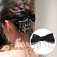 R&O Ribbon diamond tassel Hair Clip Korea Style Hair Tie Hairpin Bowknot satin for Women Accessories