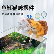 Fish Tank Landscaping Cat Backpack Tank Side Hanging Ornaments Aquarium Desk Creative Cute Decoratio
