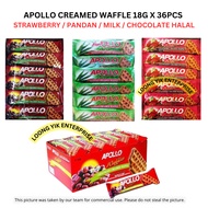APOLLO CREAMED WAFFLE 18G X 36PCS STRAWBERRY / PANDAN / MILK / CHOCOLATE HALAL