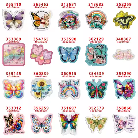 10pcs/lot Butterfly Be kind life Glitter Acrylic Flatback Planar Resins DIY Gift Crafts Jewelry Acce