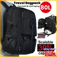 Ready Stock 80L Beg Travel Bagpack Expandable Waterproof Hiking Backpack with Shoe Compartment 18 In