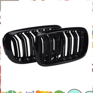 Front Kidney Grille Double Slat Sport Grill For X5 F15 X6 F16 X5M F85 X6M F86 2013-2019 (Gloss Black