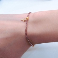 天然極細切割紫水晶包14K金十字架手鍊/信仰