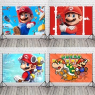 Super Mario Brothers Children's Birthday Background Cloth Party Decoration Articles Cartoon Game Character Background Decoration