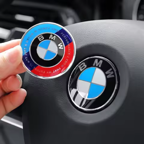 1PC Car Steering Wheel Logo Emblem Aluminum Sticker For BMW M3 M4 M5 G42 G30 G20 E39 E36 E87 E53 F44