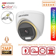HIKVISION DS-2CE70DF3T-PFS ColorVu 4in1 2MP Indoor Audio-over-coax Analog Turret CCTV Camera w/ MIC