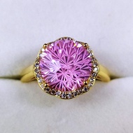 Firework Craft Crystal Ring with Pink Topaz 4ct