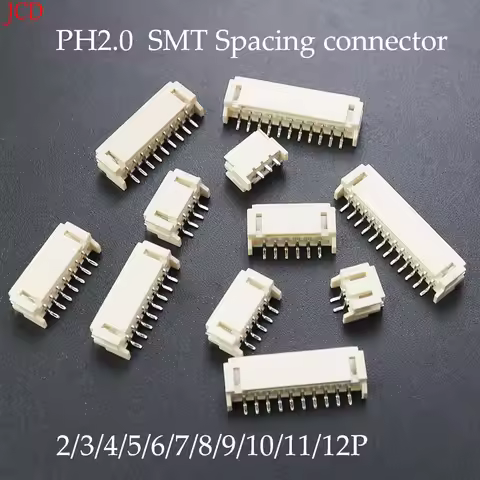 10PCS PH 2.0mm SMT Spacing Connector 2P/3P/4P/5P/6P/7P/8P/9P/10P/11P/12P Horizontal Socket Connector