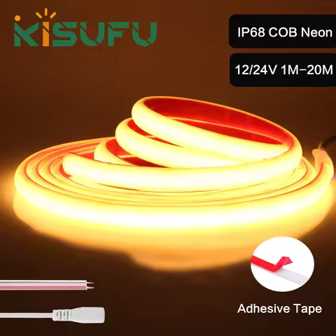 12V 24V IP68 Waterproof COB LED Neon Strip 320LEDs/m 3000K 4500K 6000K Flexible Adhesive Lamp Home G