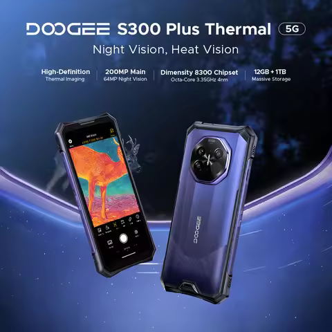 DOOGEE S300 Plus Thermal Rugged Phone 5G Android 16 Dimensity 8300 48GB+1TB 6.78" 11000mAh Smartphon