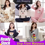 [READY STOCK]pijamas -set baju tidur perempuan -long sleeve plus size -pyjamas Baju Tido Wanita -t shirt lengan panjang