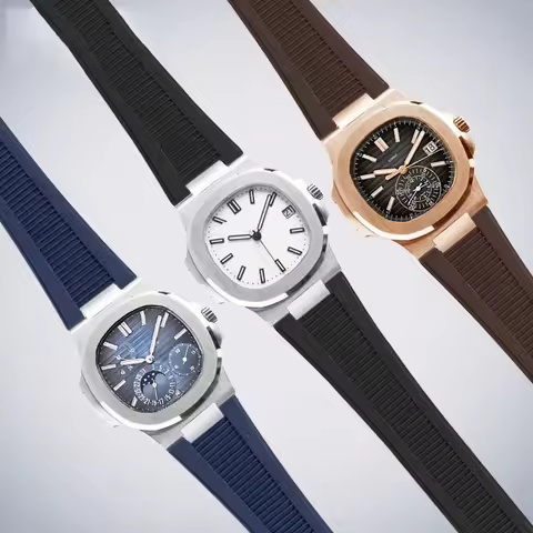 25X13mm Notch Waterproof silicone strap + Connector For Patek Philippe Nautilus 5711 5726 5712g Seri